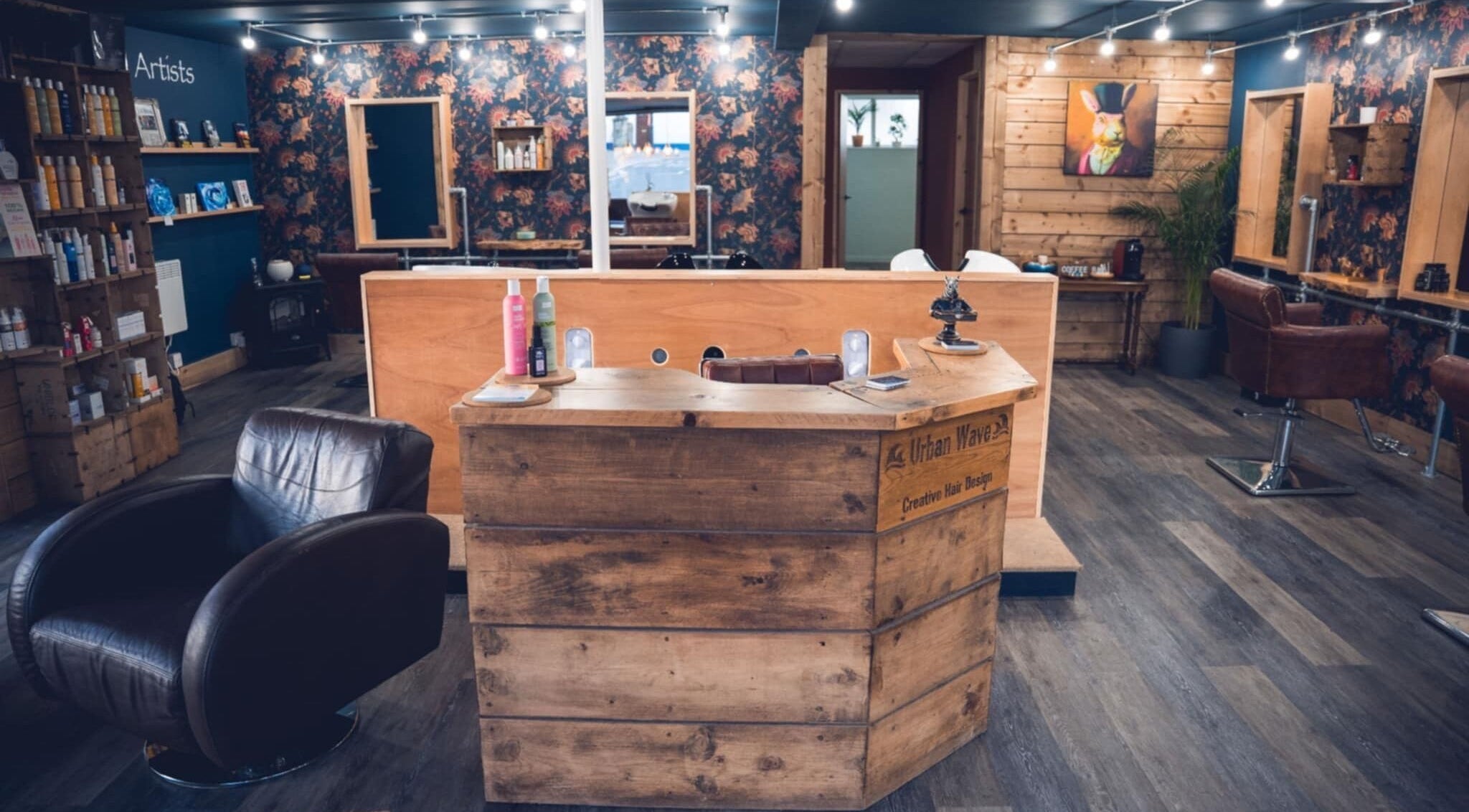Urban Wave salon in Northam, England, GB featuring a modern, stylish interior with wooden decor.