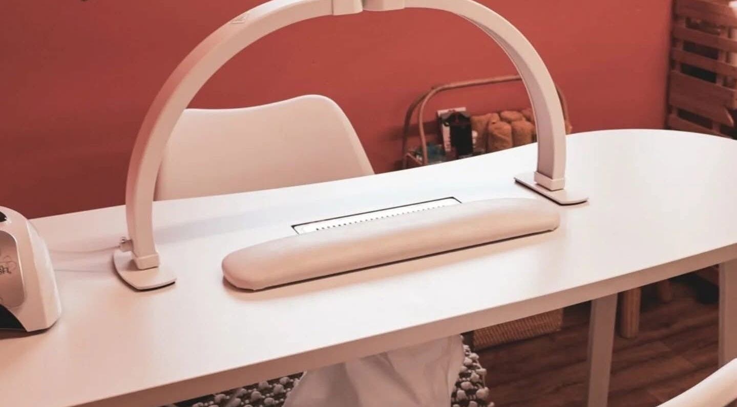 Elegant nail station at Ocean Nails Studio in Northam, England, GB. Perfect for a relaxing manicure experience.
