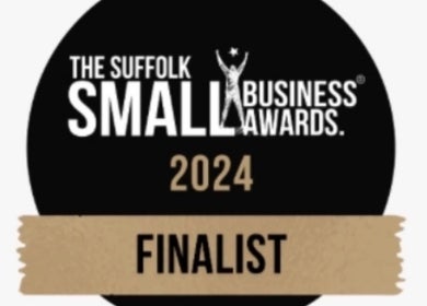THE GLOSS finalist badge for 2024 Suffolk Small Business Awards in Lowestoft, England, GB.