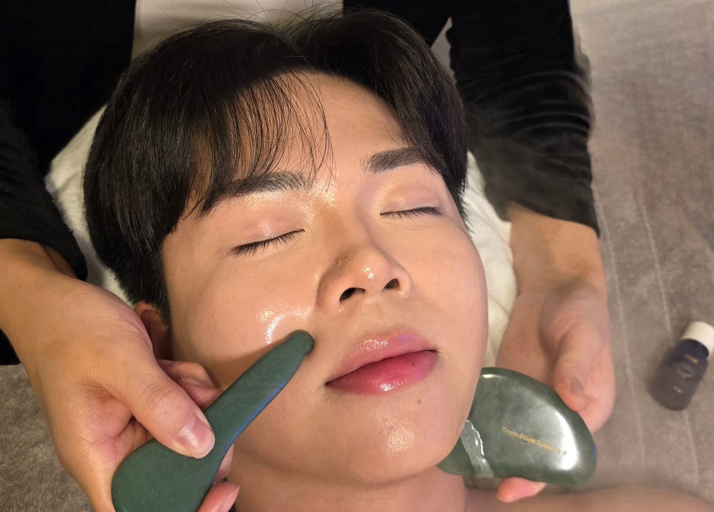 Gua Sha facial treatment at La Beaute Haus (LBH), Calgary, Alberta, CA for relaxation and wellness.