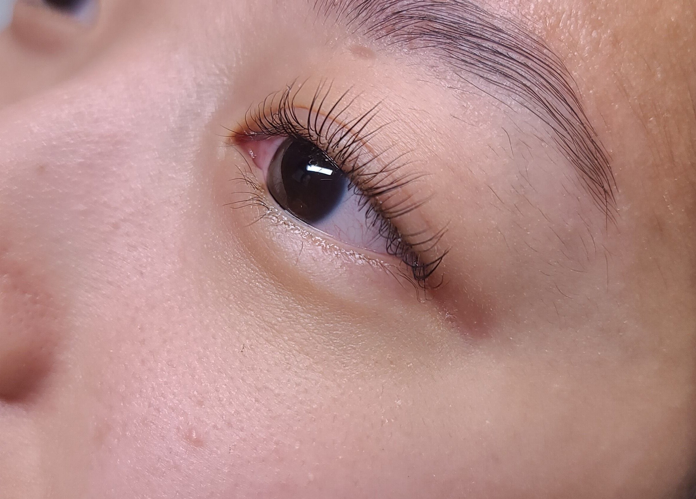 Close-up of beautifully styled lashes at La Beaute Haus (LBH) in Calgary, Alberta, CA.