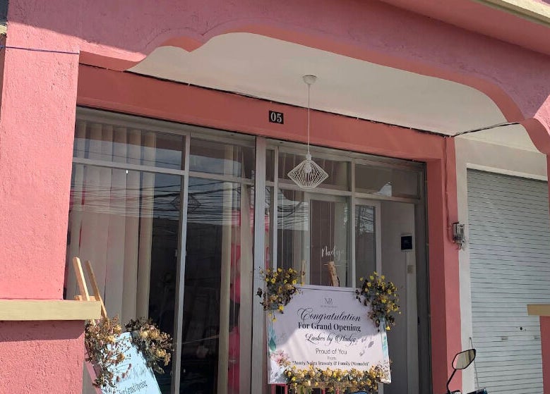 Nadya Lashes N CO front with pink facade in Bali, Bali, ID.