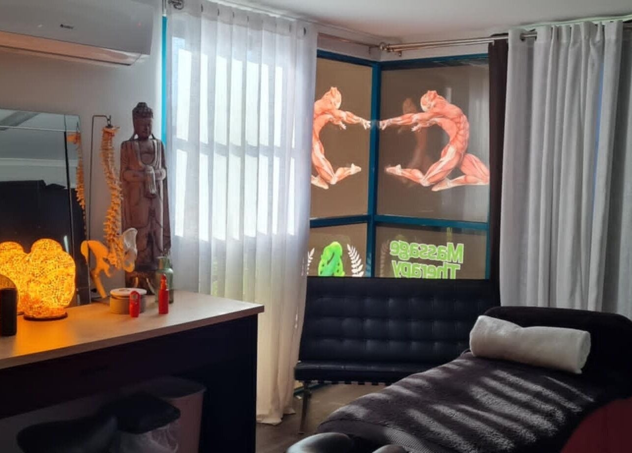 Relaxing therapy room at Mana Physiques in South Toowoomba, Queensland, AU, exuding peaceful ambiance.