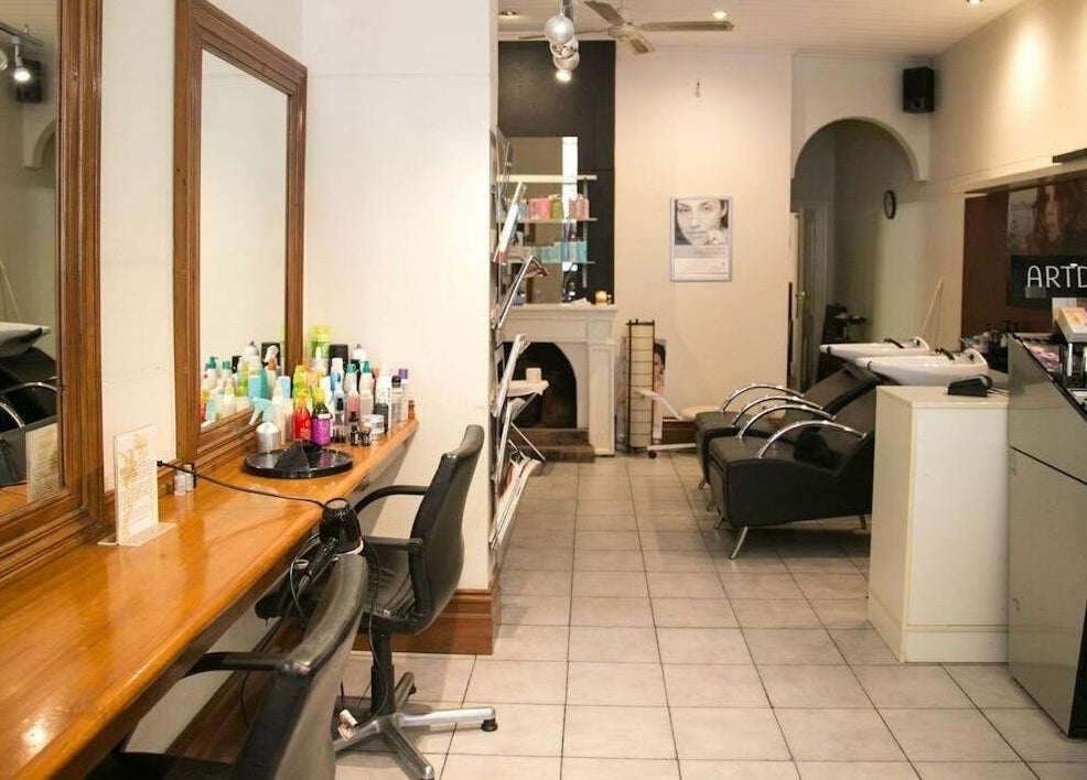 Interior of Carpe Diem Studio with modern salon chairs in Melbourne, Victoria, AU.