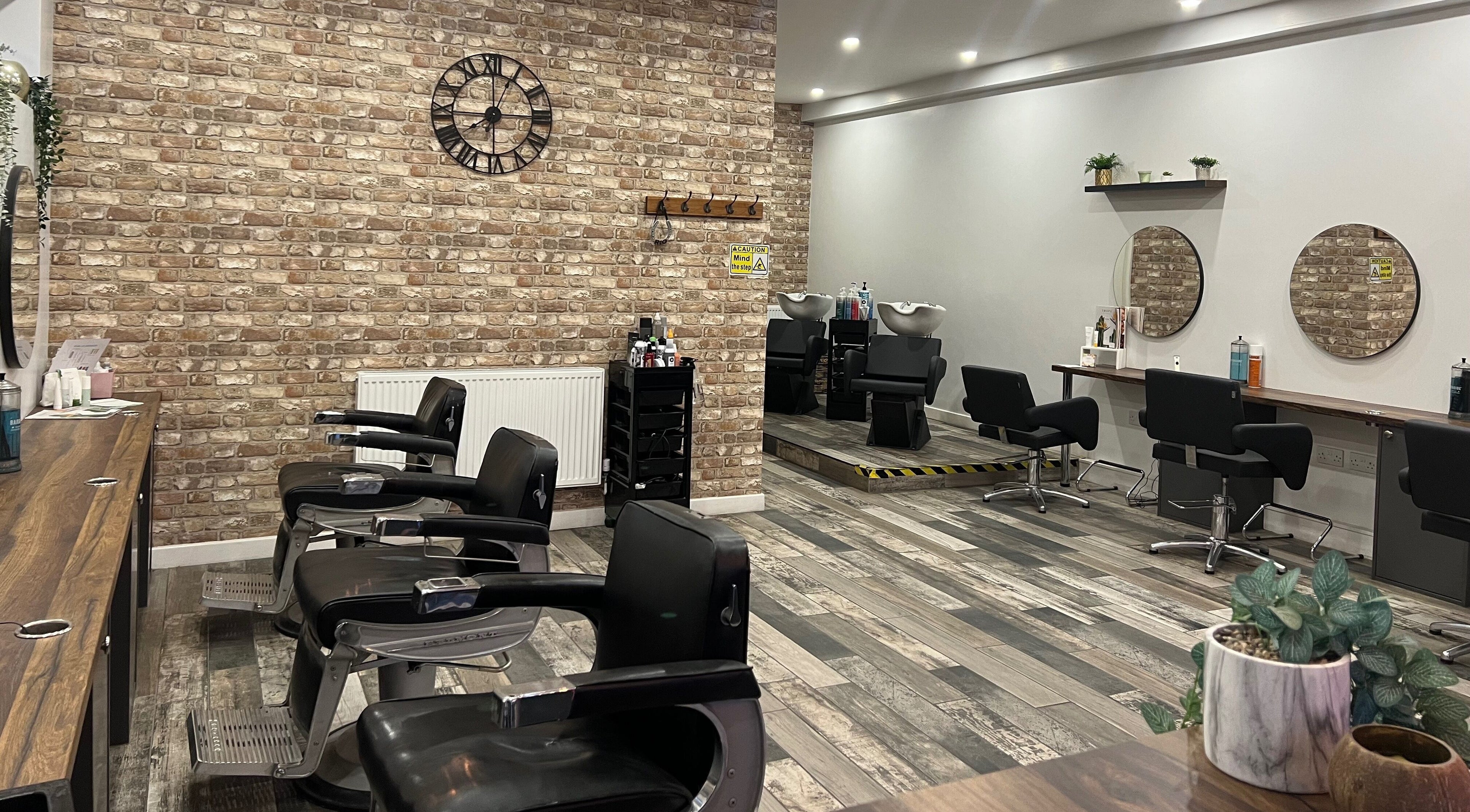 Stylish salon chairs and decor at Hair by Judith Ainsworth, Poulton-le-Fylde, England, GB.