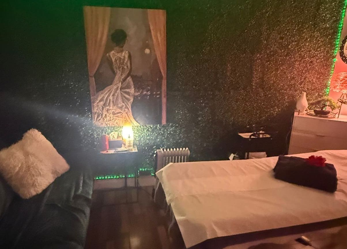 Relaxing massage room at LBeauty, Limerick, County Limerick, IE with soft lighting and cozy ambiance.