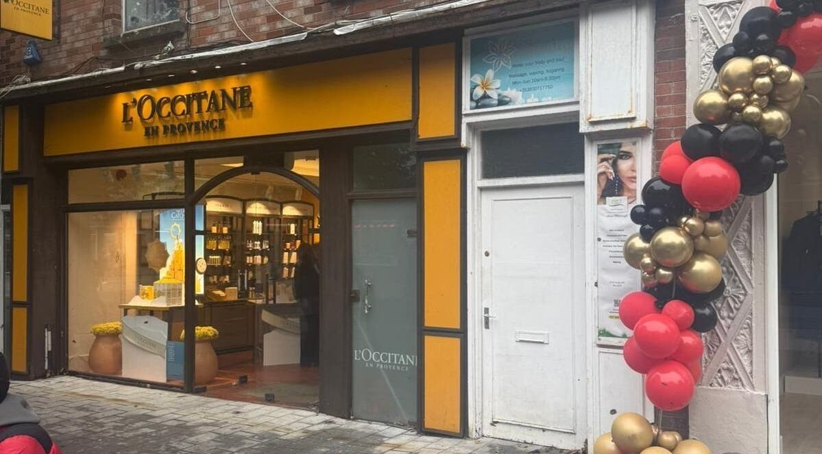LBeauty venue entrance with colorful balloons in Limerick, County Limerick, IE.