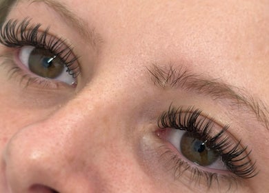 Close-up of eyelash extensions at Pretty Little Lashes, Ayr, Scotland, GB.