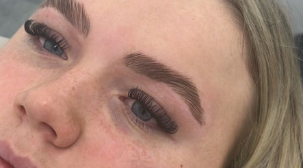 Eyebrow and eyelash closeup at Pretty Little Lashes, Ayr, Scotland, GB showcasing detailed lash work.