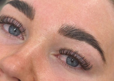 Close-up of eyelash extensions at Pretty Little Lashes, Ayr, Scotland, GB.