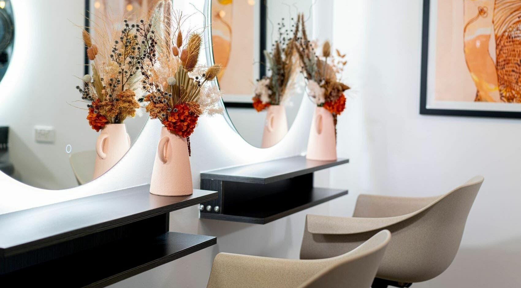 Modern salon station with elegant decor at Valley Hair by DJM, Brisbane, Queensland, AU.
