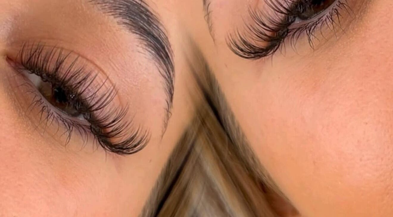 Close-up of elegant eyelash extensions from Lashes by Izzy, Mynydd Cynffig, Cymru, GB, showcasing detailed artistry.