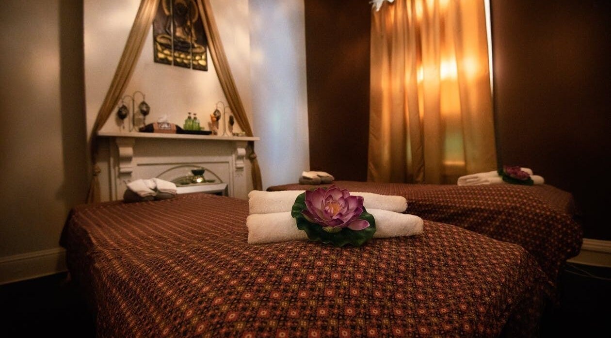 Tranquil massage room at Royal Lotus Traditional Thai Massage, Melbourne, Victoria, AU with a serene decor.