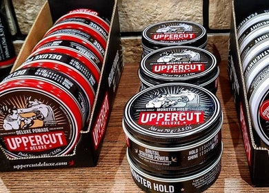 Uppercut Deluxe products on display at The Fade Lounge - Greenwood, Western Australia, AU.