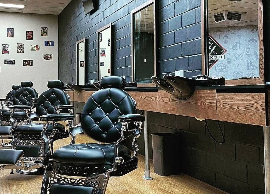 Modern barber chairs at The Fade Lounge - Currambine, Western Australia, AU. Stylish interior and elegant seating.