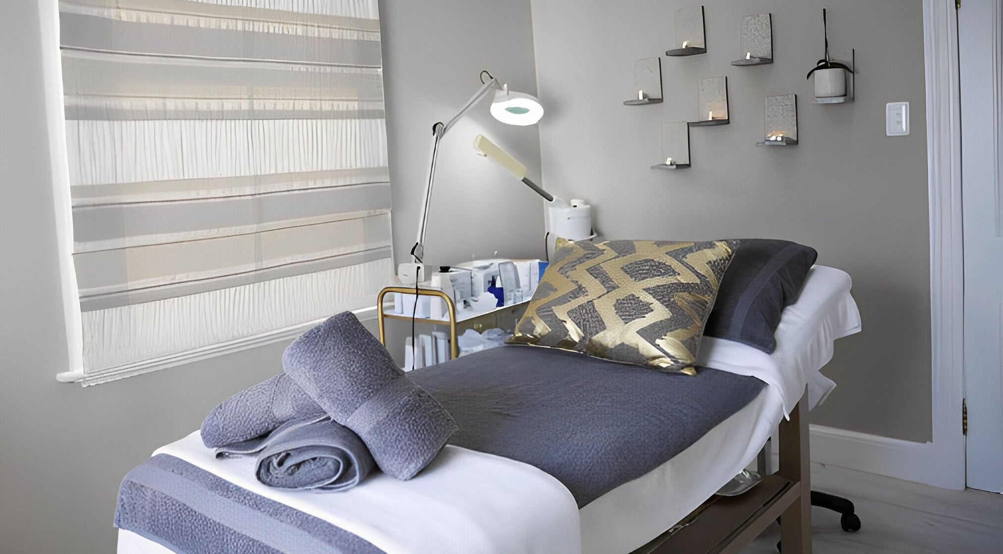 Serendipity Beauty Studio's serene massage room in George, Western Cape, ZA with elegant decor.