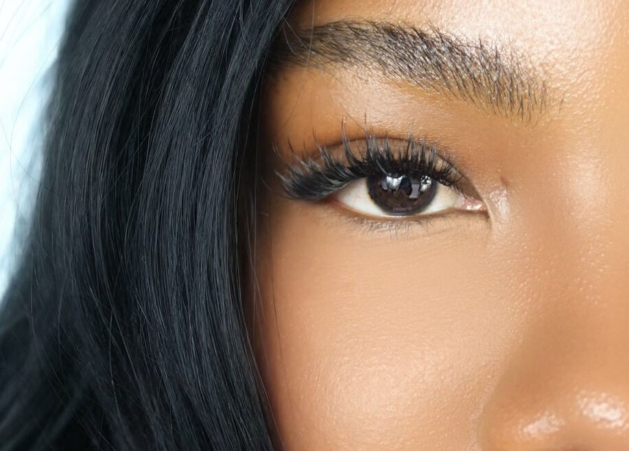 Close-up of eyelash extensions by Hillary Maria Lashes in Vancouver, British Columbia, CA.