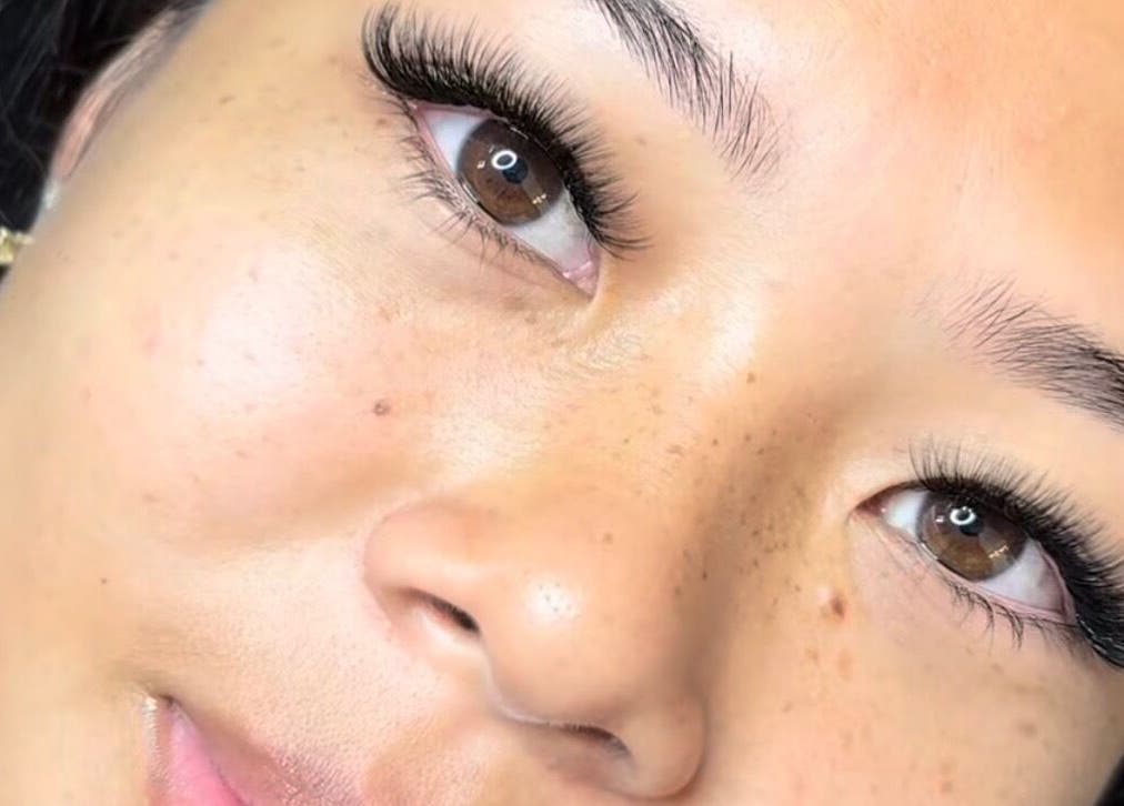 Close-up of elegant lash extensions at The Brow & Lash Refinery, Kingston, St. Andrew Parish, JM.