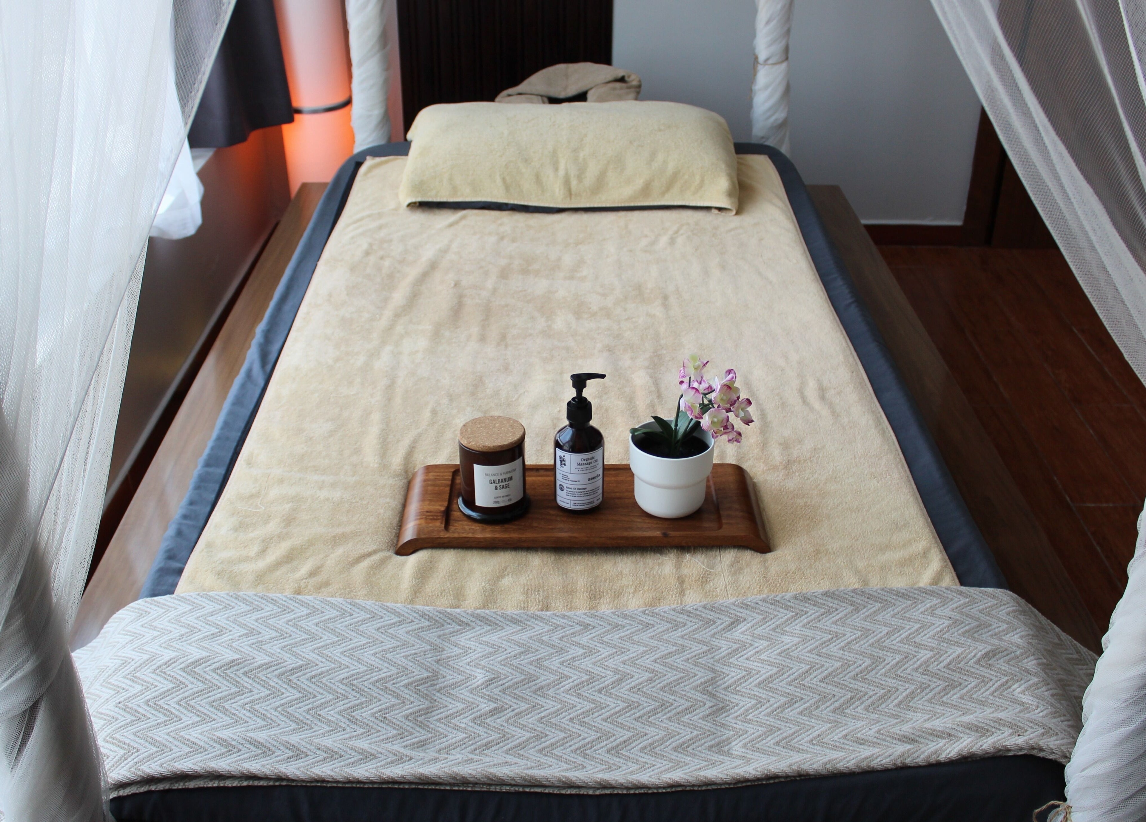 Relaxing massage table setup at Zeerla Spa Media City, Dubai Media City, دبي, AE.
