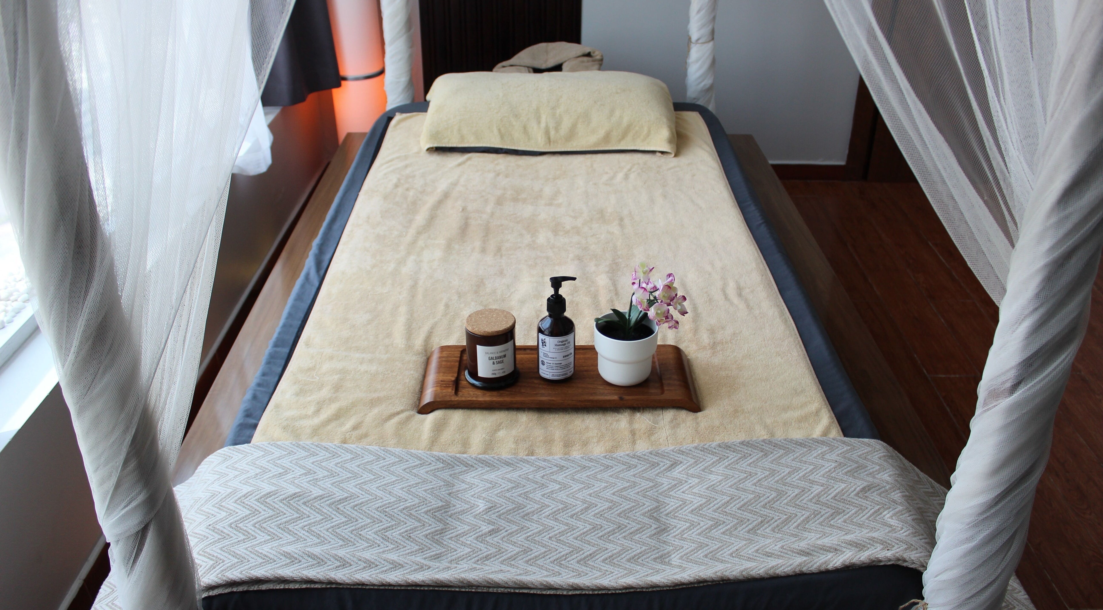 Relaxing massage table setup at Zeerla Spa Media City, Dubai Media City, دبي, AE.