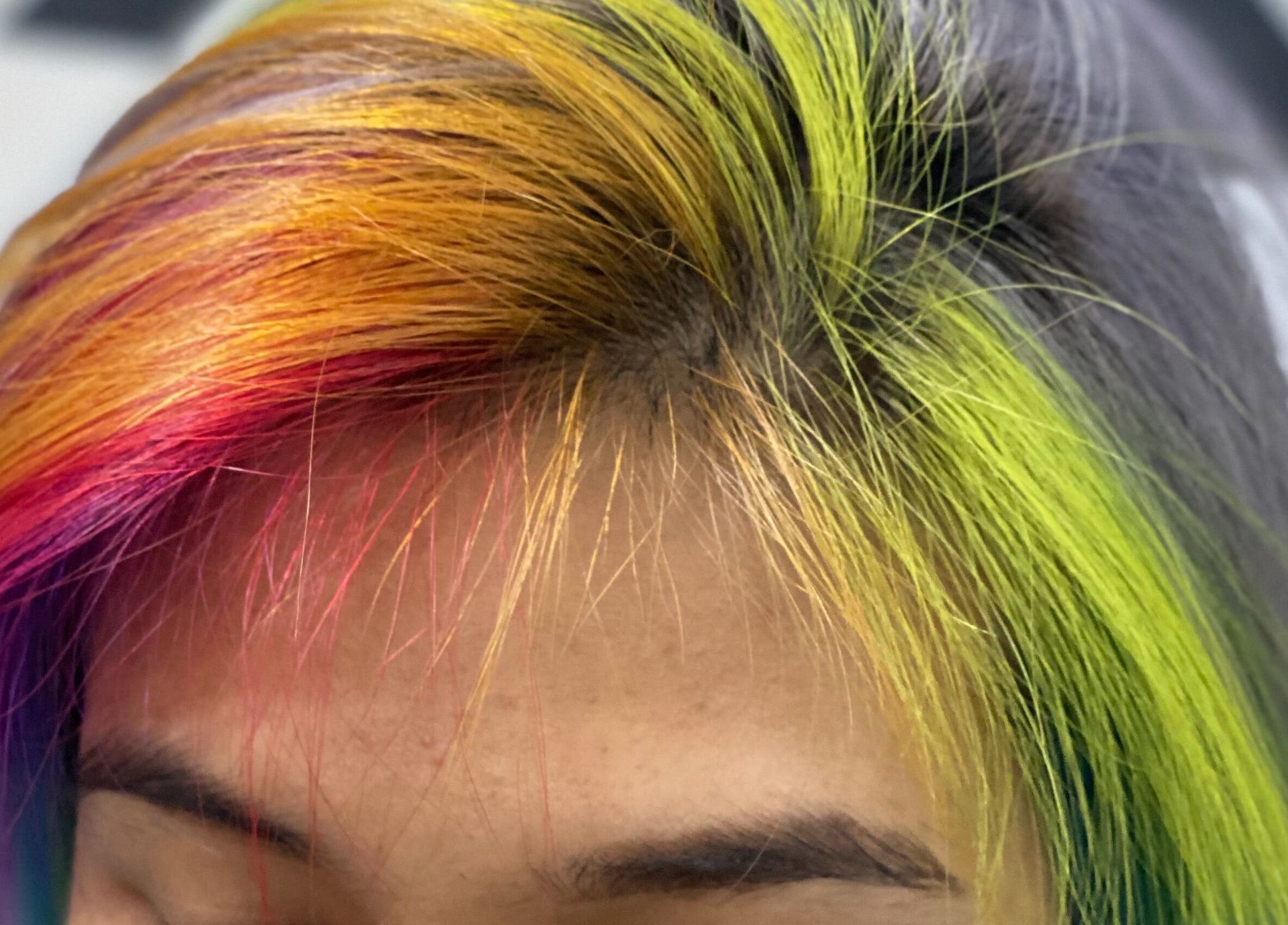 Colorful rainbow hairstyle from Mondrian Salon, Petaling Jaya, Selangor, MY.