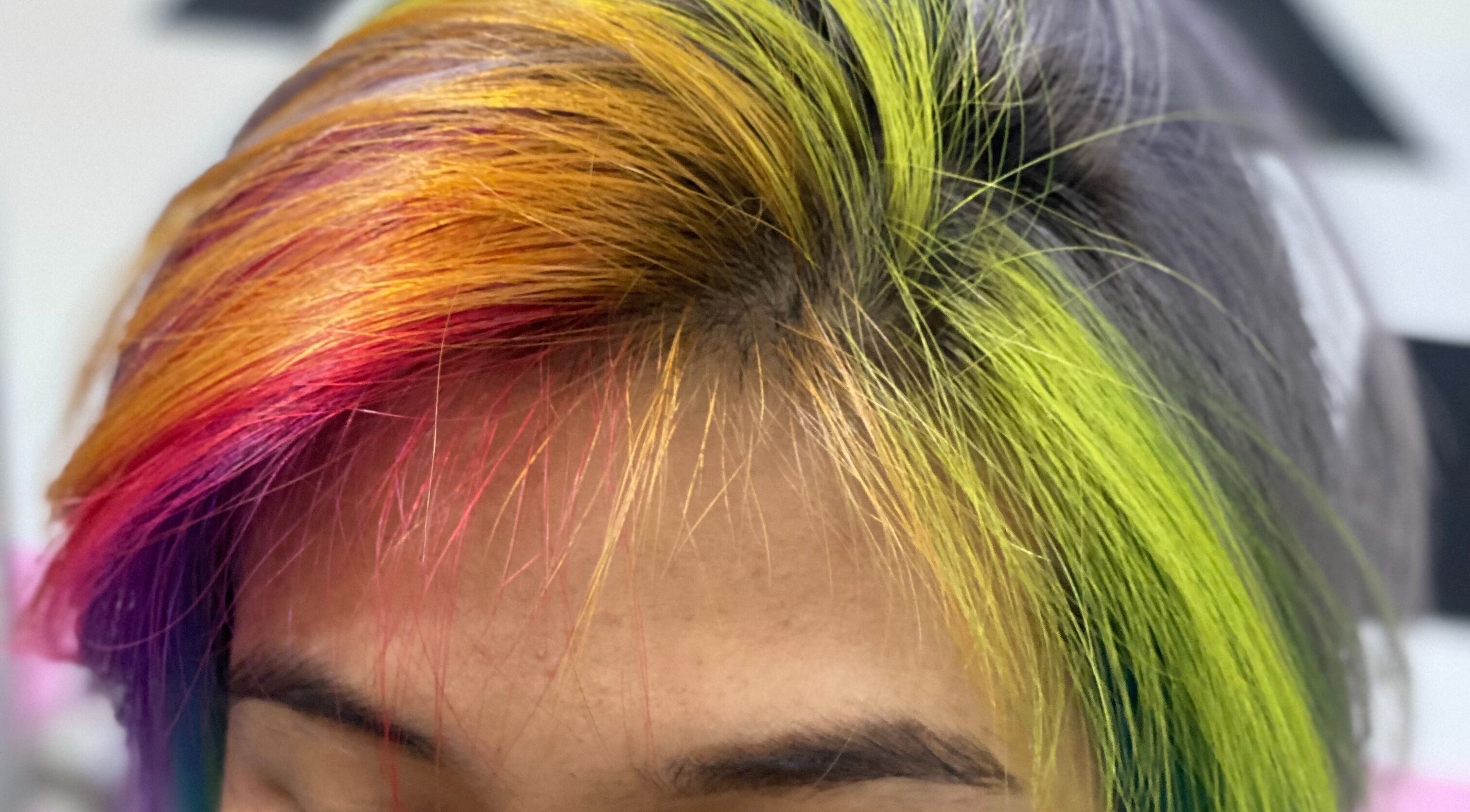 Colorful rainbow hairstyle from Mondrian Salon, Petaling Jaya, Selangor, MY.