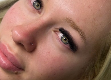 Close-up of lash extensions at Cracklewood Close, West Moors, England, GB, showcasing detailed beauty care.