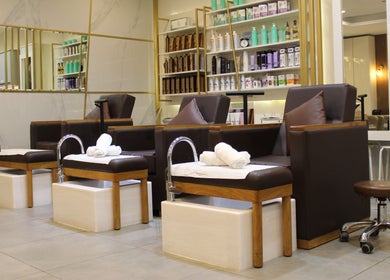 Luxurious pedicure chairs at Legend Beauty Centre, Dubai, Dubai, AE, offering a premium wellness experience.