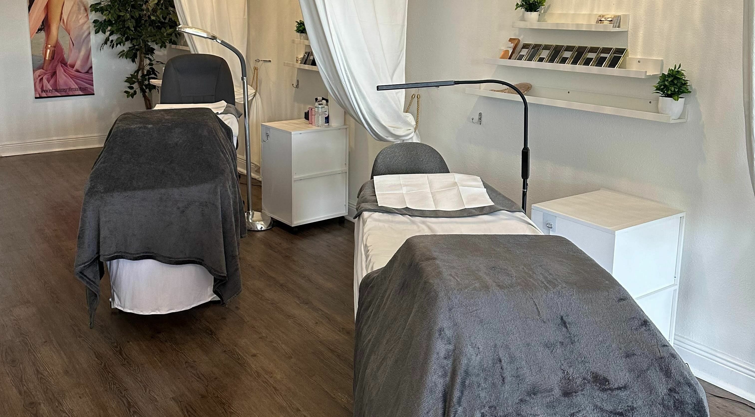 Tranquil spa beds at Lash Ology And Spa Cocoa, Cocoa, Florida, US, offering a serene wellness experience.