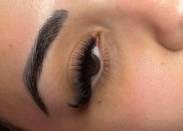 Close-up of perfectly enhanced eyelashes at Lash Ology And Spa Cocoa, Cocoa, Florida, US.