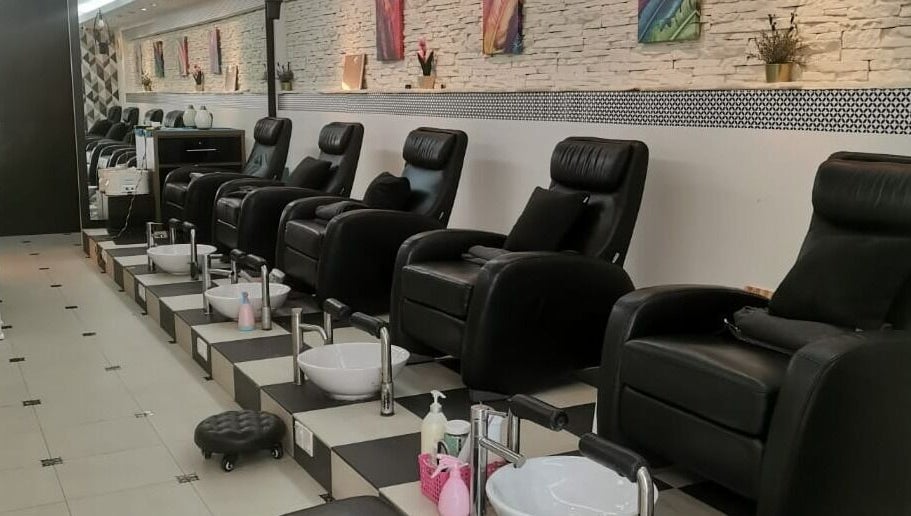 Comfortable pedicure chairs at Golden Beauty Nail Bar, Petaling Jaya, Selangor, MY, offering luxurious pampering.