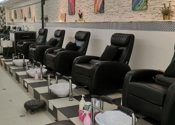 Comfortable pedicure chairs at Golden Beauty Nail Bar, Petaling Jaya, Selangor, MY, offering luxurious pampering.