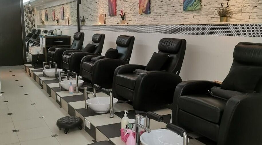 Comfortable pedicure chairs at Golden Beauty Nail Bar, Petaling Jaya, Selangor, MY, offering luxurious pampering.