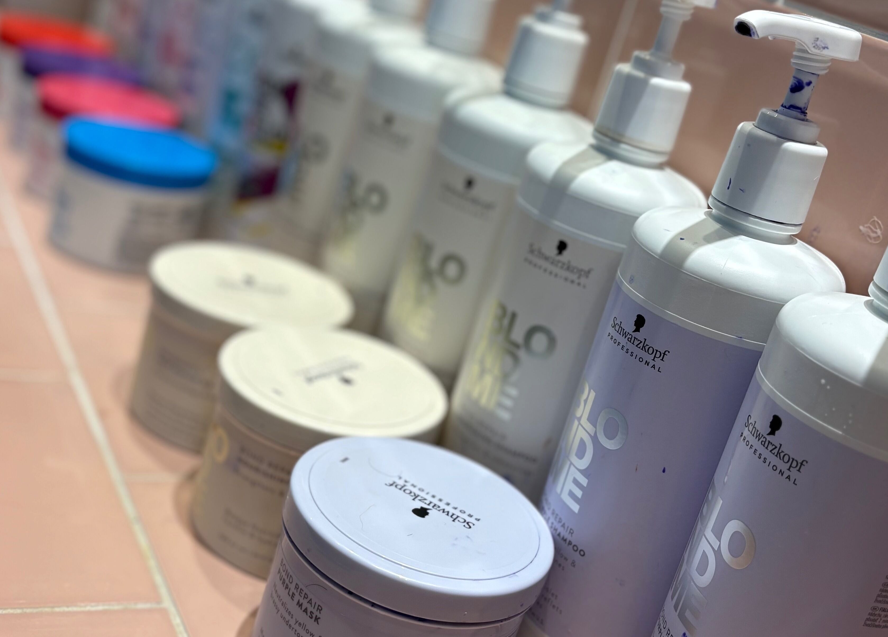 Hair products at Ego Hairdressing, Milngavie, Scotland, GB highlighting premium salon treatments.