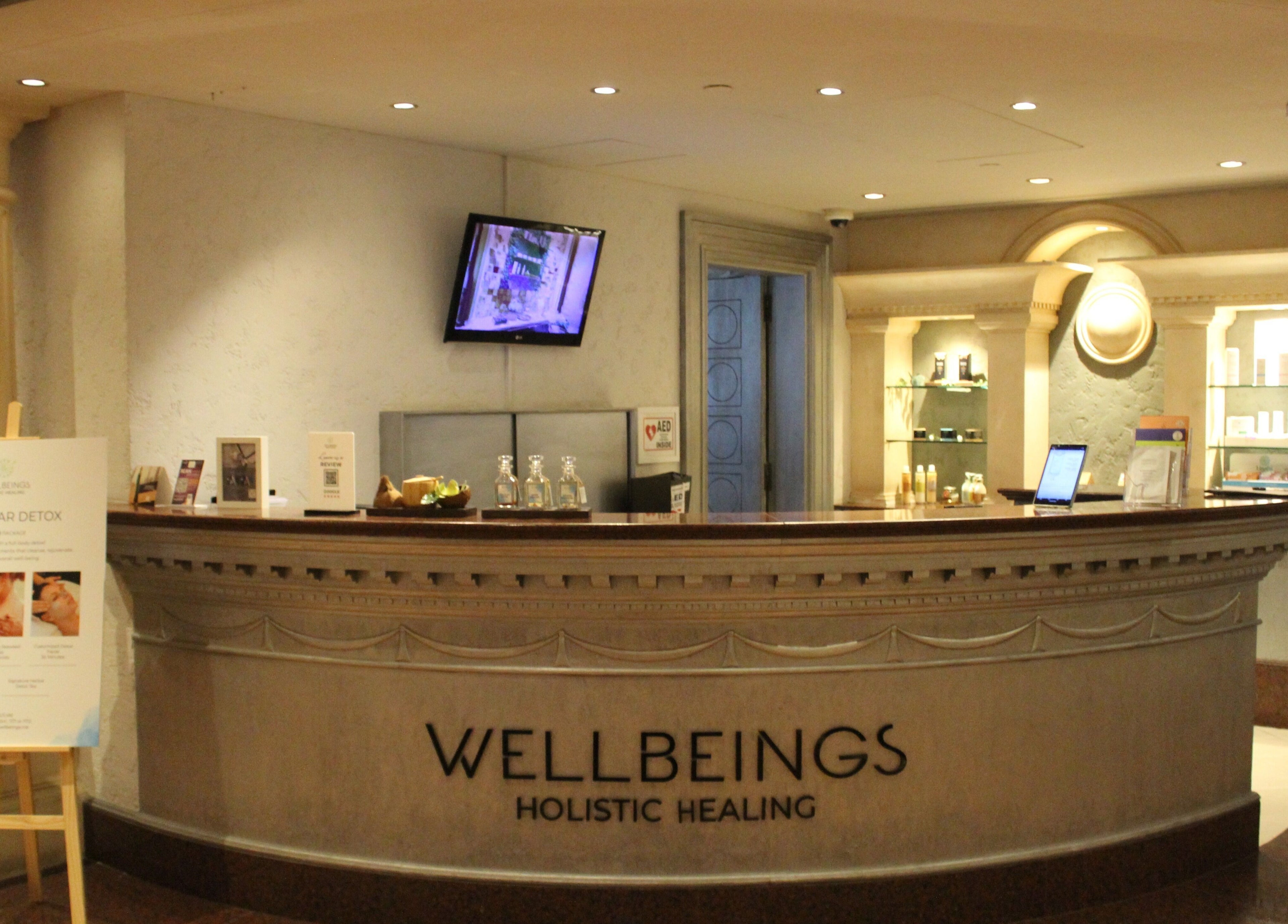 Reception area of Wellbeings Holistic Healing - Fairmont, Dubai, inviting ambiance, located in Dubai, AE.