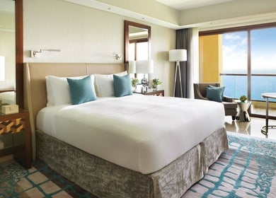 Luxurious suite with ocean view at Wellbeings Holistic Healing, Fairmont, Ajman, AE. Elegance in tranquility.