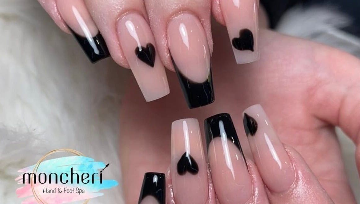 Stylish heart-themed nails from Moncheri Hand & Foot Spa Cavan, Cavan, County Cavan, IE.