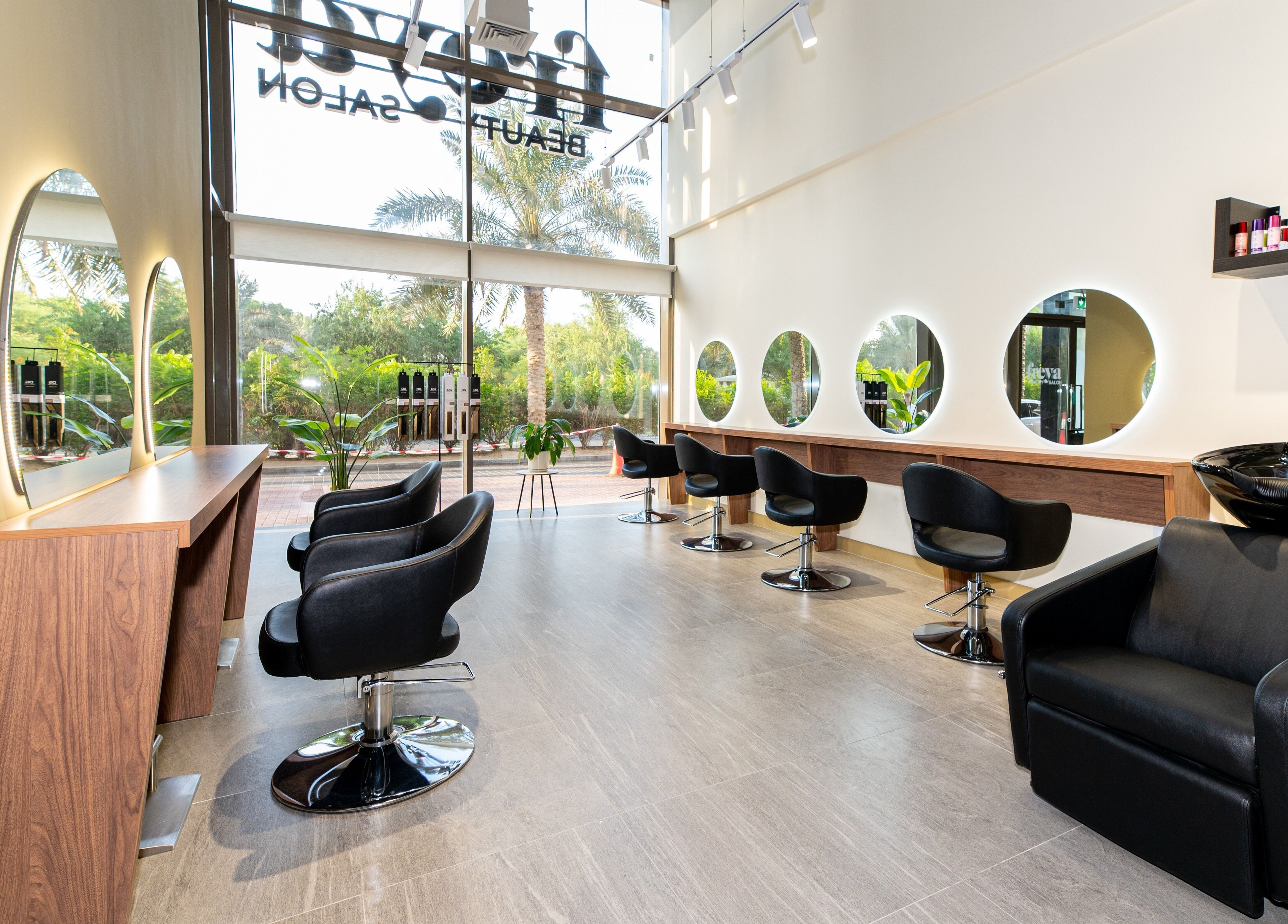 Freya Beauty Salon JVC offers a tranquil interior with modern chairs and mirrors in Dubai, Dubai, AE.
