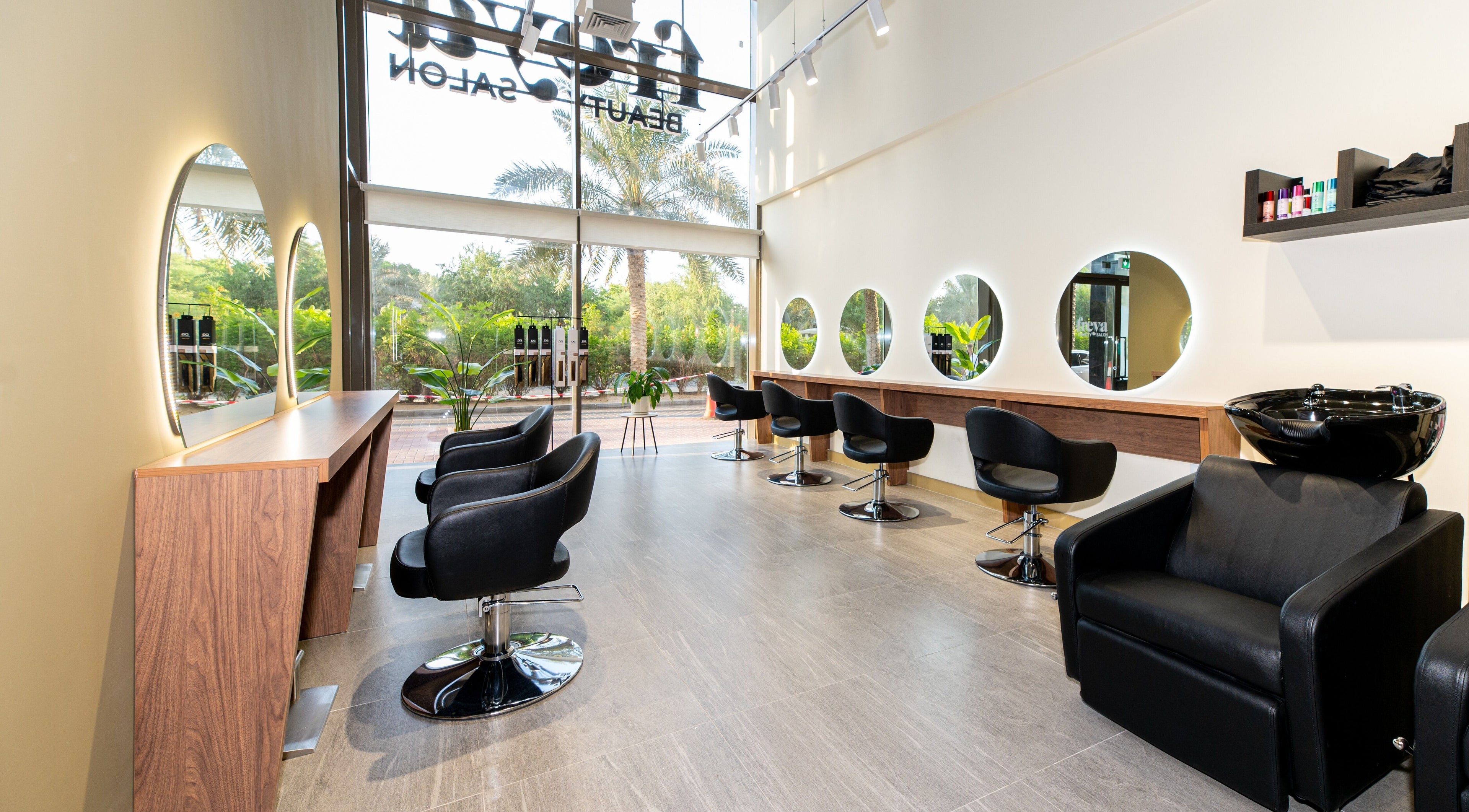 Freya Beauty Salon JVC offers a tranquil interior with modern chairs and mirrors in Dubai, Dubai, AE.