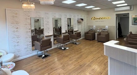 Interior of Sshh Hair at Poppys, a stylish salon in Bristol, England, GB with modern decor and seating.