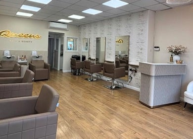 Modern interior of Sshh Hair @ Queens Hair And Beauty, Bristol, England, GB with stylish chairs and a welcoming ambience.