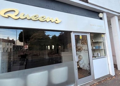 Exterior of Sshh Hair @ Queens Hair And Beauty, Bristol, England, GB with elegant signage.