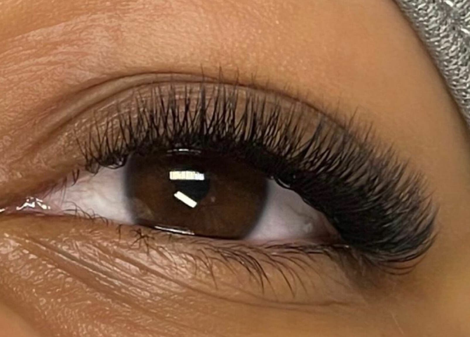 Close-up of eyelash extensions at The Lash Clinic Huddersfield, Huddersfield, England, GB.