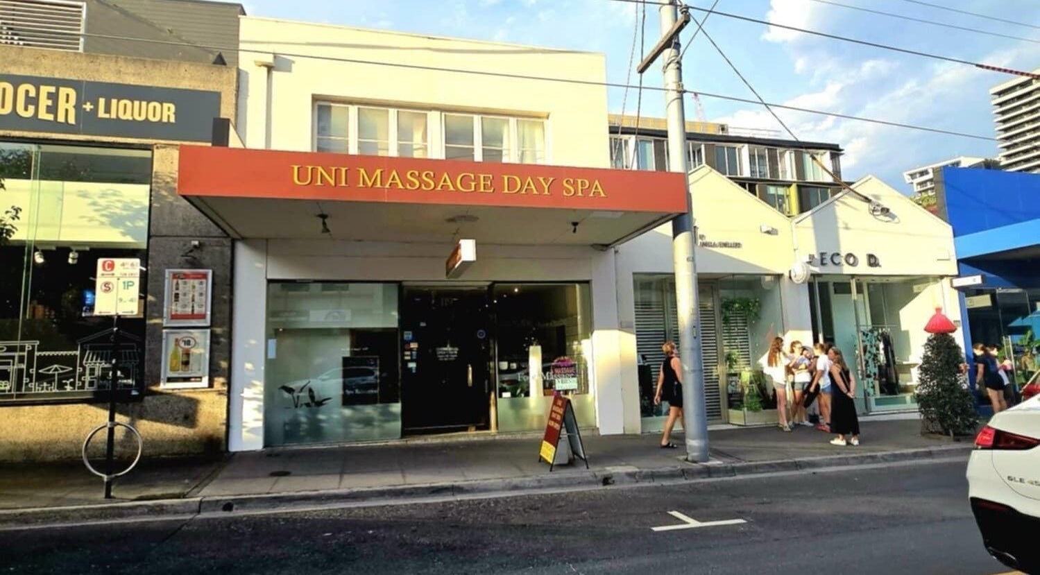 Entrance of Uni Massage Day Spa, Melbourne, Victoria, AU, offering relaxation and wellness services.