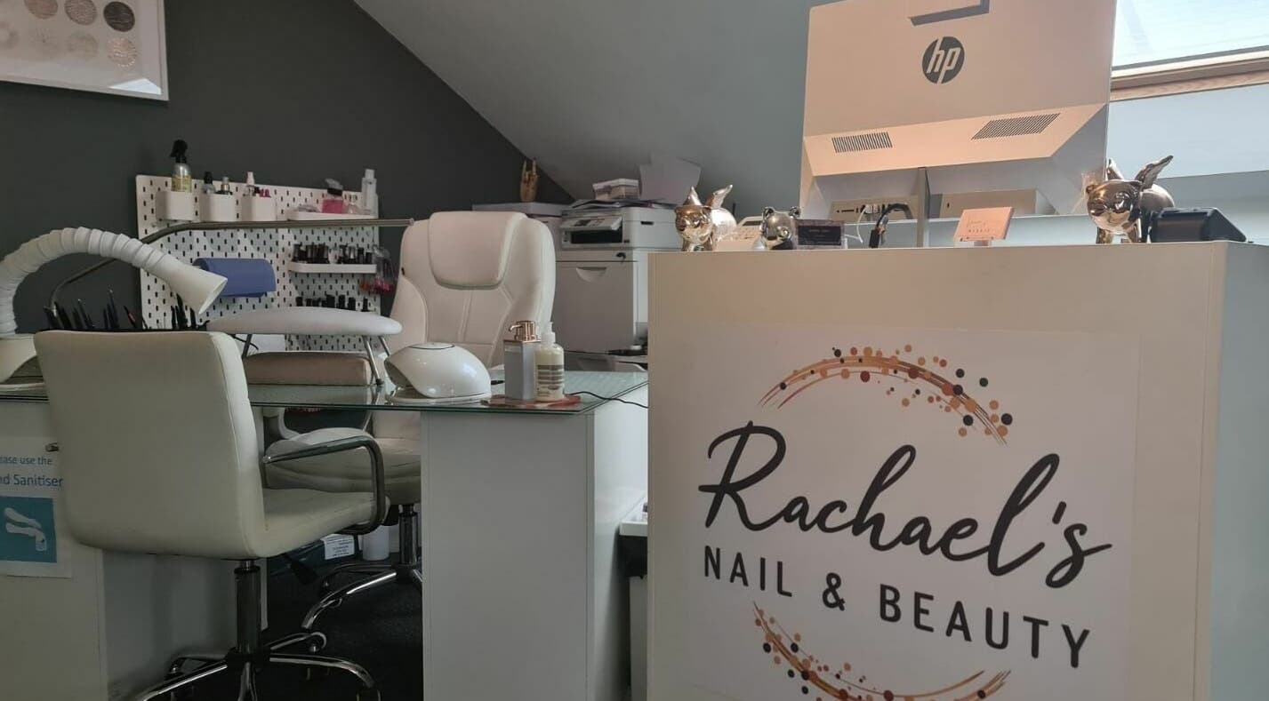 Chic interior at Rachael's Nail and Beauty, Earsham, England, GB. Modern decor with nail care station.