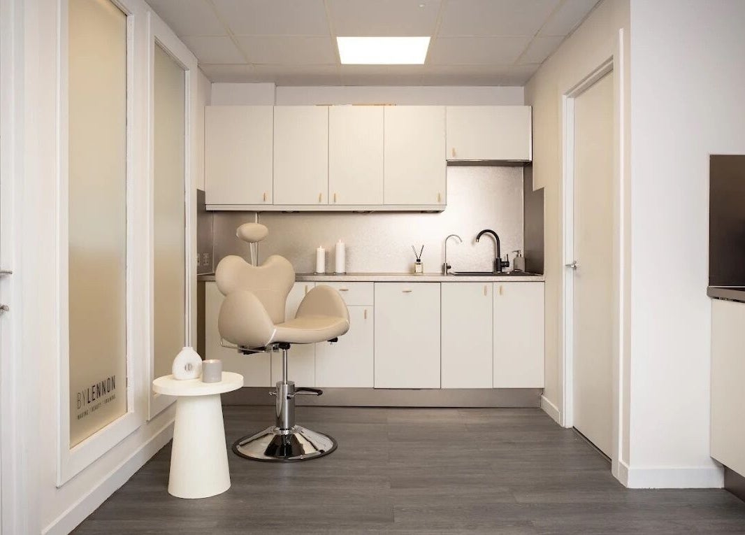 Modern beauty treatment room at By Lennon Beauty & Waxing, Edinburgh, Scotland, GB, featuring elegant decor.