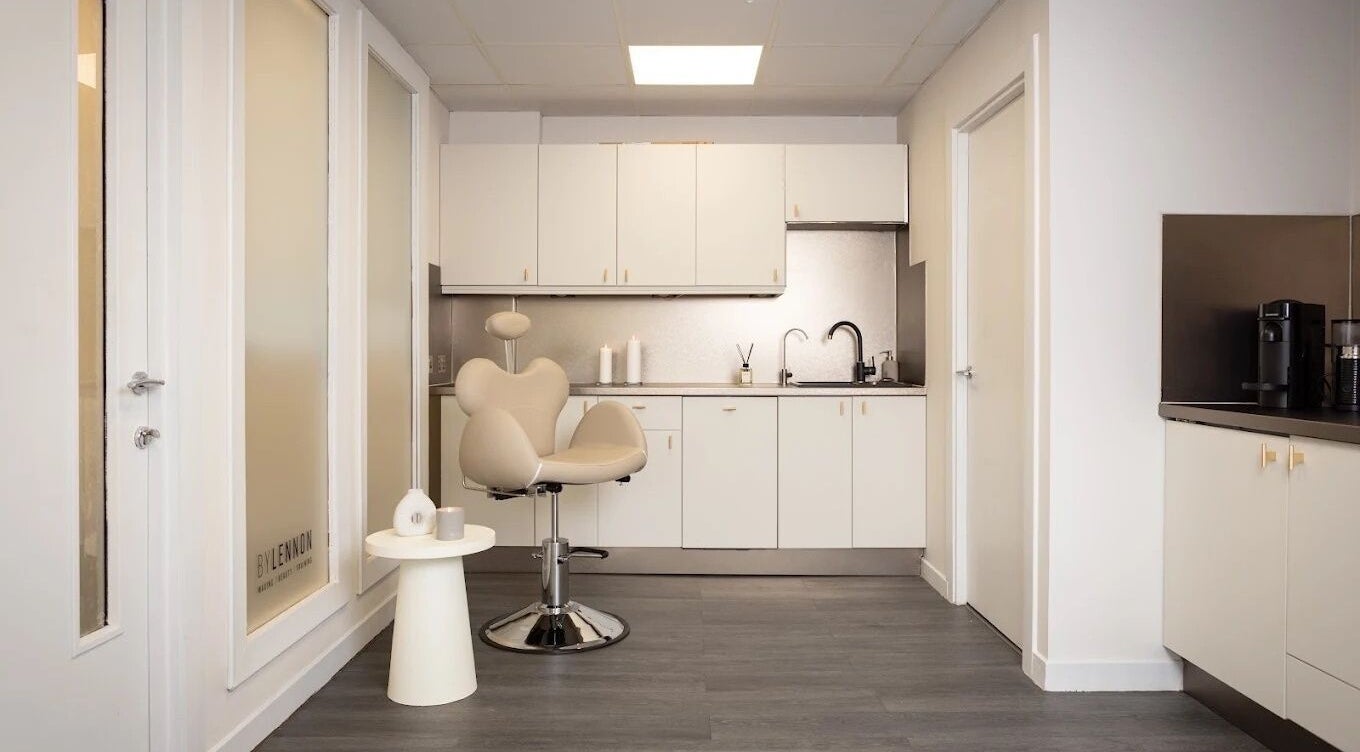 Modern beauty treatment room at By Lennon Beauty & Waxing, Edinburgh, Scotland, GB, featuring elegant decor.
