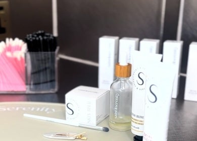 Skincare products on display at By Lennon Beauty & Waxing, Edinburgh, Scotland, GB offering premium beauty care.