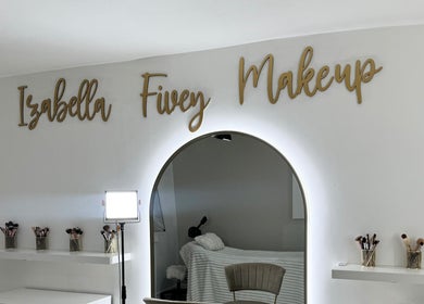 Sophisticated studio with brushes and mirror at Izabella Fivey Makeup, Coventry, England, GB.