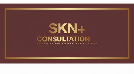 SKN+ Consultation logo with gold text on burgundy background, Durban North, Kwazulu-natal, ZA.